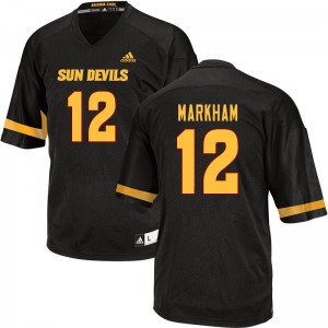 Men's Arizona State Sun Devils Kejuan Markham #12 NCAA Black Jersey 253697-635