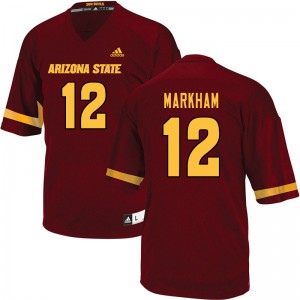 Mens Arizona State Sun Devils Kejuan Markham #12 NCAA Maroon Jerseys 504721-324