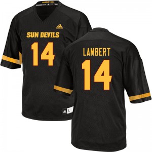 Mens Arizona State Sun Devils Stanley Lambert #14 University Black Jersey 901196-568