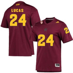 Mens Arizona State Sun Devils Chase Lucas #24 Maroon Stitch Jerseys 268771-505