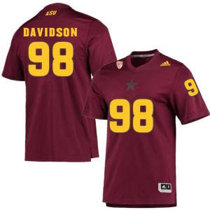 Men Arizona State Sun Devils D.J. Davidson #98 Maroon Stitch Jerseys 931022-420