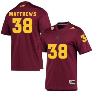 Men Arizona State Sun Devils Damon Matthews #38 Maroon Embroidery Jersey 317523-197