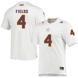 Mens Arizona State Sun Devils Evan Fields #4 Stitched White Jersey 981653-304