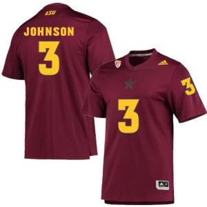 Mens Arizona State Sun Devils Isaiah Johnson #3 Maroon Embroidery Jersey 434004-851