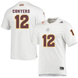 Men's Arizona State Sun Devils Jalin Conyers #12 Stitched White Jerseys 636226-765
