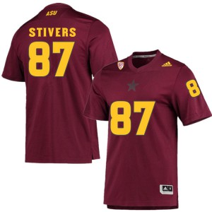 Men's Arizona State Sun Devils John Stivers #87 Maroon Stitch Jerseys 604362-885