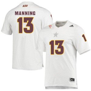 Mens Arizona State Sun Devils Nathan Manning #13 White Official Jerseys 516542-760