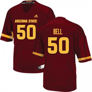 Men's Arizona State Sun Devils Jarrett Bell #50 Maroon Stitch Jerseys 472781-358