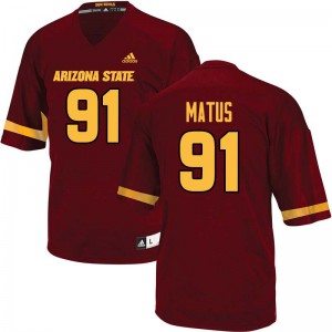 Men Arizona State Sun Devils Michael Matus #91 University Maroon Jerseys 585355-155