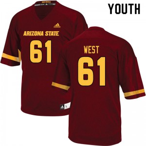 Youth Arizona State Sun Devils Dohnovan West #61 Maroon Player Jerseys 826200-654