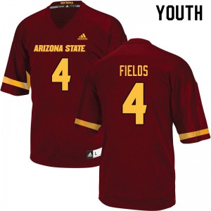 Youth Arizona State Sun Devils Evan Fields #4 Maroon Stitch Jerseys 462846-721