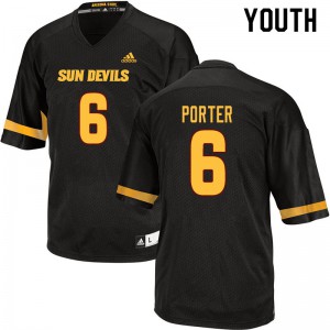 Youth Arizona State Sun Devils Geordon Porter #6 Black Stitched Jersey 975367-449