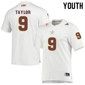 Youth Arizona State Sun Devils D.J. Taylor #9 White Embroidery Jerseys 446358-445