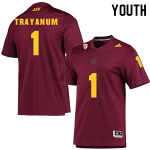 Youth Arizona State Sun Devils DeaMonte Trayanum #1 Maroon Official Jersey 715132-217