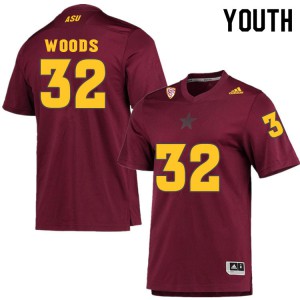 Youth Arizona State Sun Devils Ed Woods #32 Alumni Maroon Jersey 390639-523