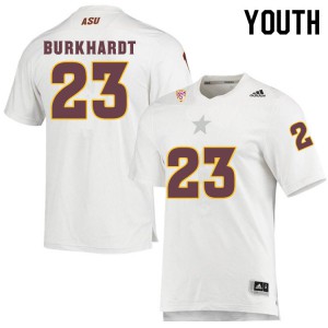 Youth Arizona State Sun Devils Evan Burkhardt #23 White Stitch Jersey 294323-631
