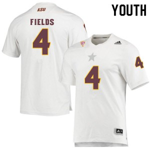 Youth Arizona State Sun Devils Evan Fields #4 White Embroidery Jersey 433602-403