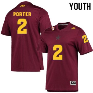 Youth Arizona State Sun Devils Geordon Porter #2 Maroon Stitched Jerseys 735228-911
