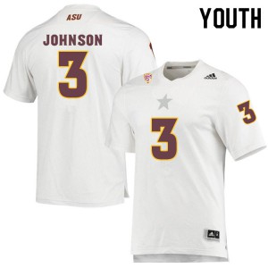 Youth Arizona State Sun Devils Isaiah Johnson #3 Stitched White Jersey 488802-177