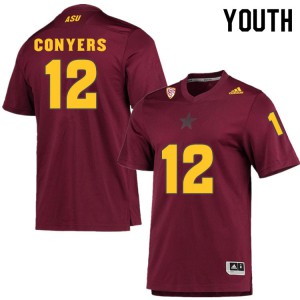 Youth Arizona State Sun Devils Jalin Conyers #12 Player Maroon Jerseys 787547-569