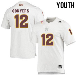 Youth Arizona State Sun Devils Jalin Conyers #12 NCAA White Jersey 424977-174