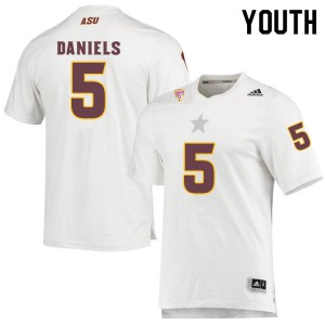 Youth Arizona State Sun Devils Jayden Daniels #5 White High School Jersey 379873-366