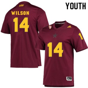 Youth Arizona State Sun Devils Johnny Wilson #14 Official Maroon Jersey 895751-706
