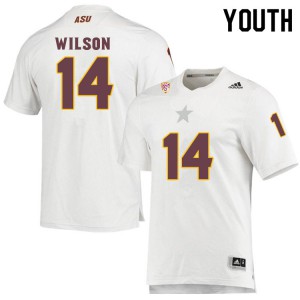 Youth Arizona State Sun Devils Johnny Wilson #14 Stitched White Jersey 477232-964