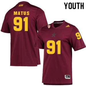 Youth Arizona State Sun Devils Michael Matus #91 Official Maroon Jersey 498115-110