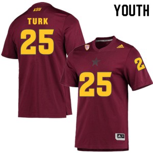 Youth Arizona State Sun Devils Michael Turk #25 Maroon Official Jersey 129020-582