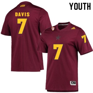 Youth Arizona State Sun Devils Timarcus Davis #7 Stitch Maroon Jersey 758667-264