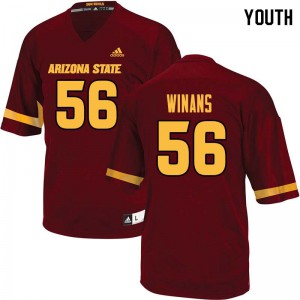 Youth Arizona State Sun Devils Benjamin Winans #56 Embroidery Maroon Jersey 134267-118
