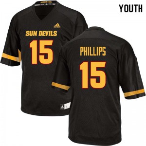 Youth Arizona State Sun Devils Cam Phillips #15 Stitch Black Jerseys 659168-833