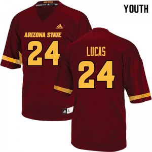 Youth Arizona State Sun Devils Chase Lucas #24 Maroon Embroidery Jerseys 666084-837