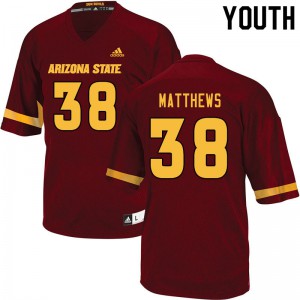 Youth Arizona State Sun Devils Damon Matthews #38 Maroon High School Jersey 265850-873