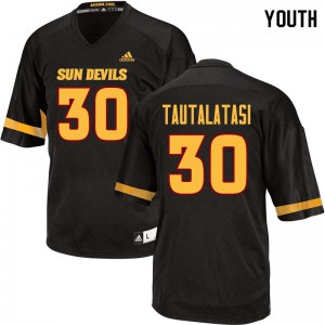 Youth Arizona State Sun Devils Dasmond Tautalatasi #30 Black Stitch Jerseys 988182-746