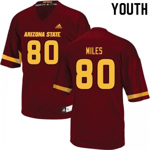 Youth Arizona State Sun Devils Grant Miles #80 Maroon Football Jersey 334590-582