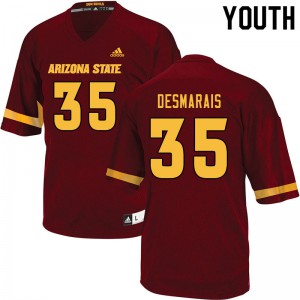 Youth Arizona State Sun Devils Jacob Desmarais #35 Embroidery Maroon Jerseys 637504-733