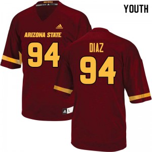 Youth Arizona State Sun Devils Jamie Diaz #94 Maroon Stitch Jerseys 974284-560