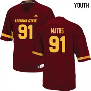 Youth Arizona State Sun Devils Michael Matus #91 Maroon Player Jerseys 753989-239